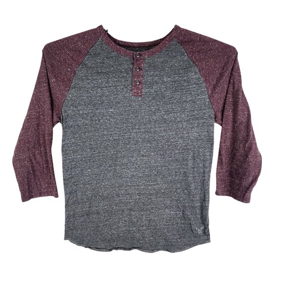 American Eagle Outfitters Other - Mens Gray & Red American Eagle Outfitters Vintage T Henley Shirt Raglan Sleeve S